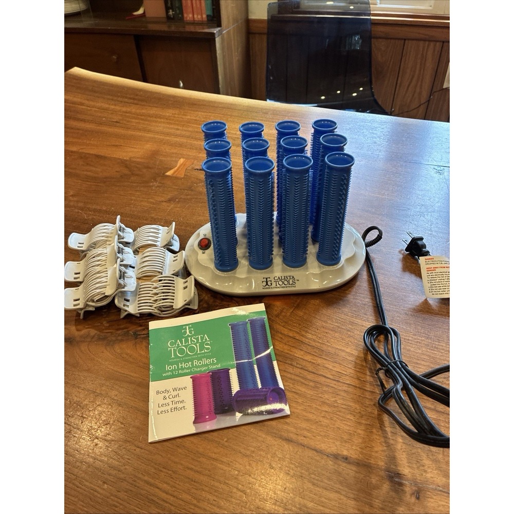 CALISTA Tools ION Hot Rollers Long Length Blue Set 12 Rollers, Clips, Bags Works